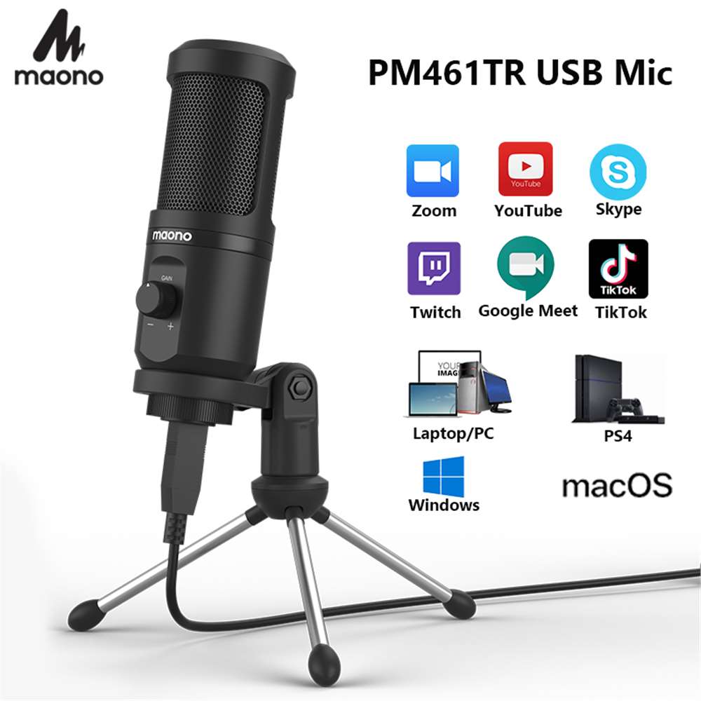 Maonocaster AU-PM461TR RGB USB Gaming Microphone with Mic Gain - Black