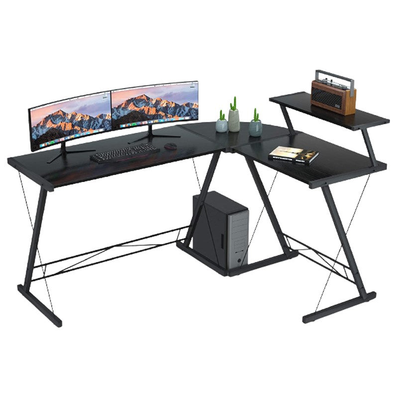 GAMEON 3 in 1 L-Shaped Slayer II XL Series Gaming Desk with Accessories Stand - Black