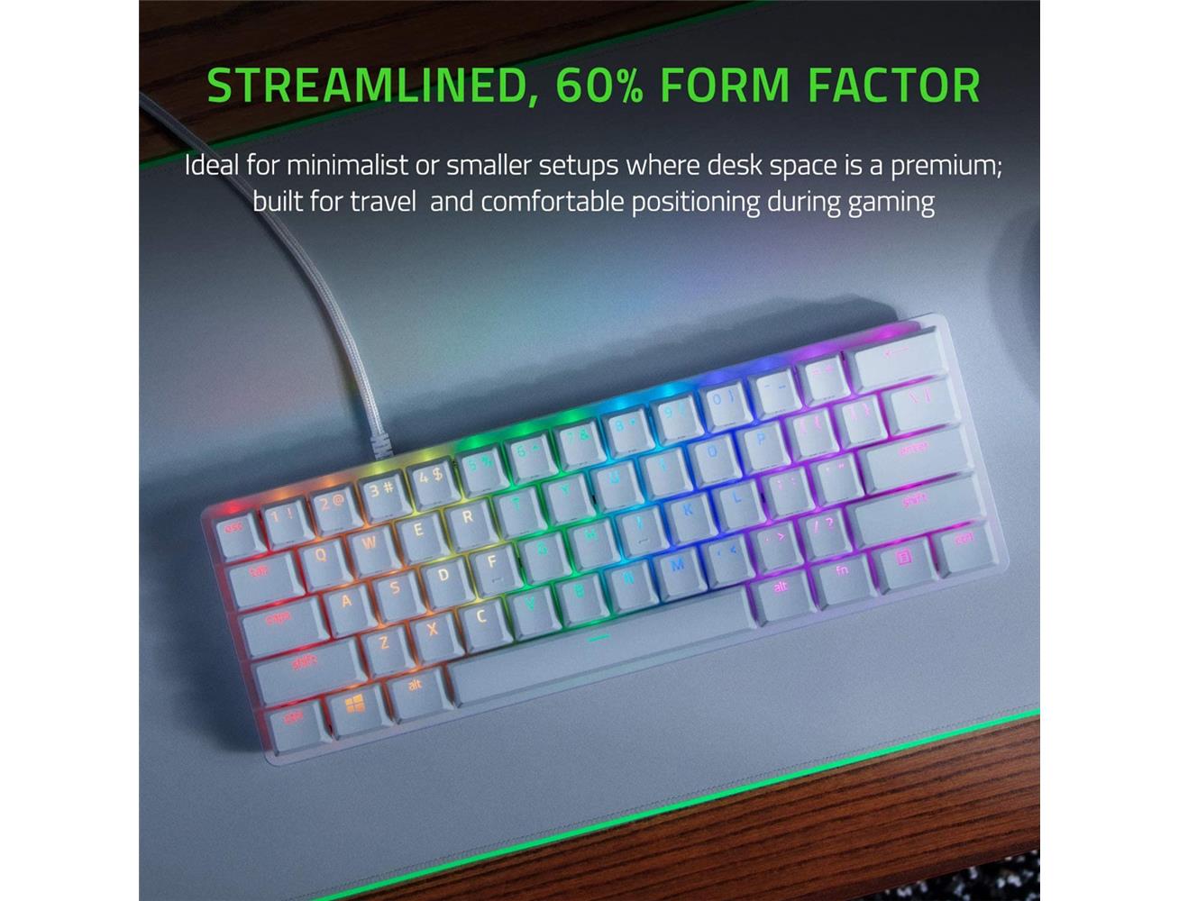 Razer Huntsman Mini Gaming Keyboard, Clicky Optical Switches - Chroma RGB - PBT Keycaps - Mercury White