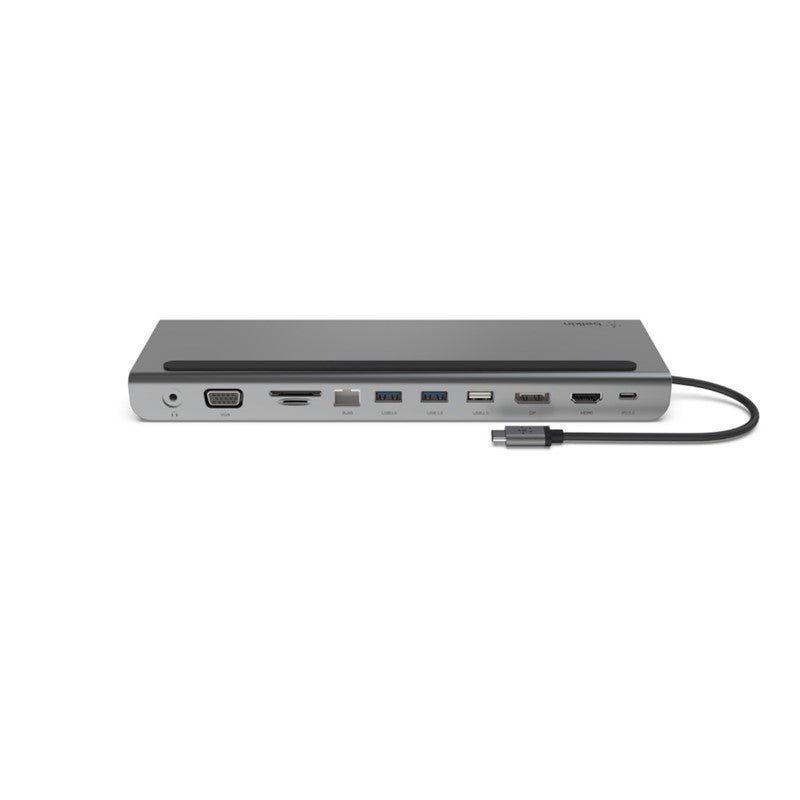 Belkin USB C Hub, 11-in-1 MultiPort Adapter Dock with 4K HDMI, DP, VGA, USB-C 100W PD Pass-Through Charging, 3 USB A, Gigabit Ethernet, SD, MicroSD, 3.5mm Ports for MacBook Pro, Air, XPS and More