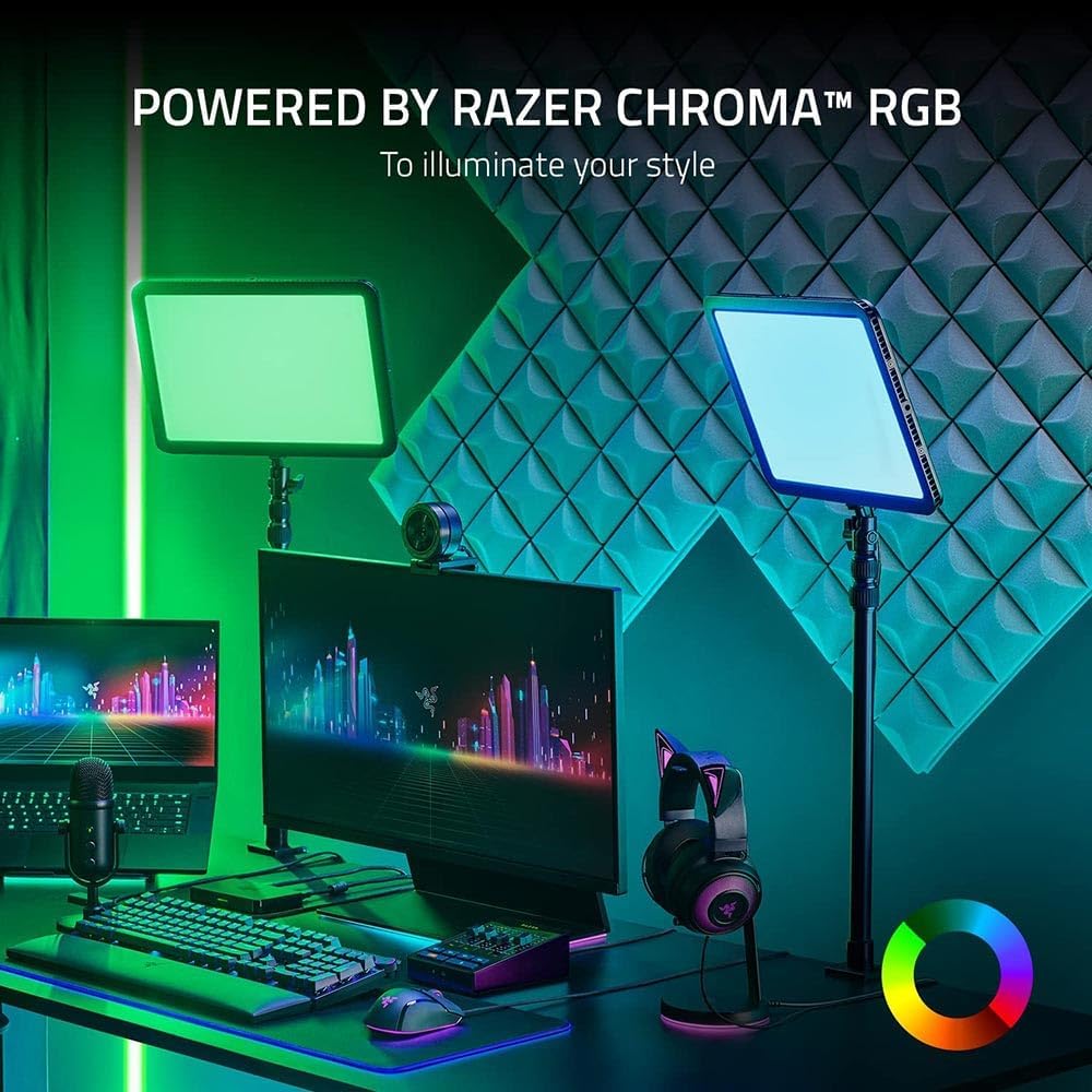 Razer Key Light Chroma - Razer Chroma RGB Key Light for Streaming (All-in-one Stream Lighting, Customizable Light Spectrum, Interactive Lighting, Wi-Fi and Bluetooth) Black