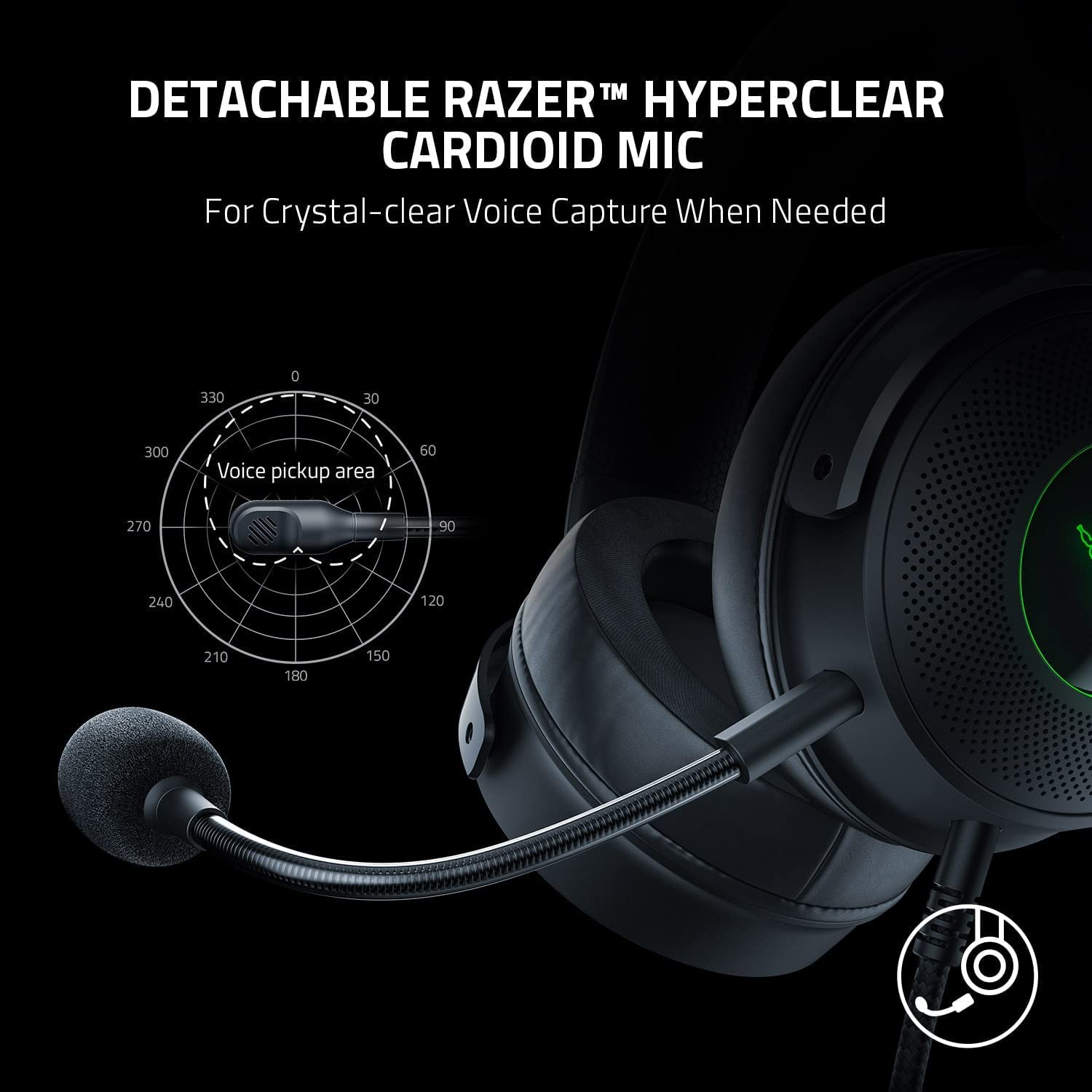 Razer Kraken V3 Wired USB Gaming Headset,THX Spatial Audio - Black