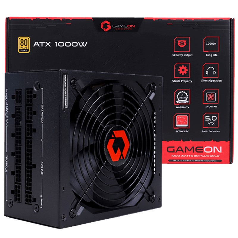 GAMEON - SPY2 ATX 1000 WATTS 80 PLUS Gold Value Gaming Power Supply - Black - مزود طاقة