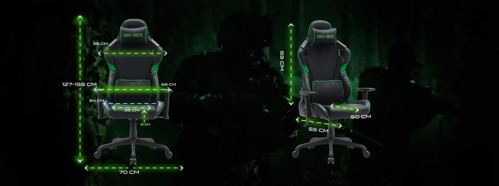 Call Of Duty (COD) x GAMEON Licensed Gaming Chair With Adjustable 2D Armrest & Metal Base - Green/Black