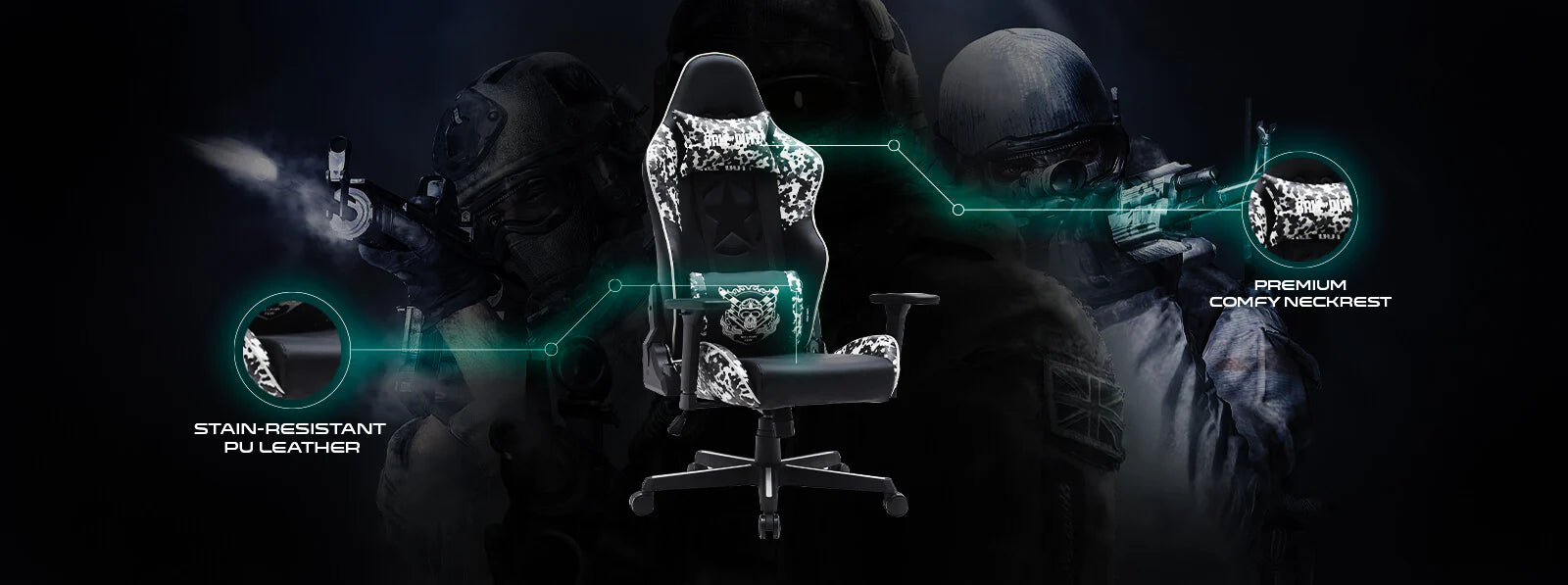 Call Of Duty (COD) x GAMEON Licensed Gaming Chair With Adjustable 3D Armrest & Metal Base - Grey/Black