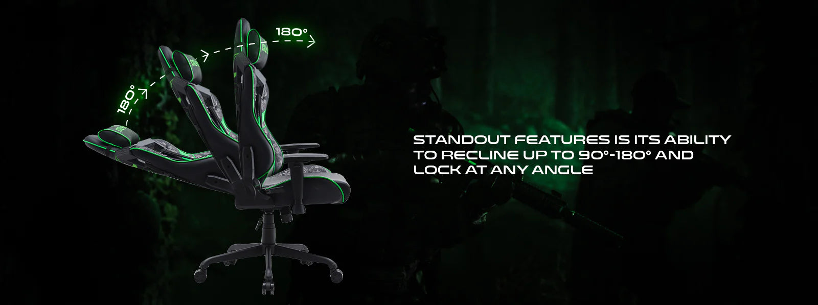 Call Of Duty (COD) x GAMEON Licensed Gaming Chair With Adjustable 2D Armrest & Metal Base - Green/Black