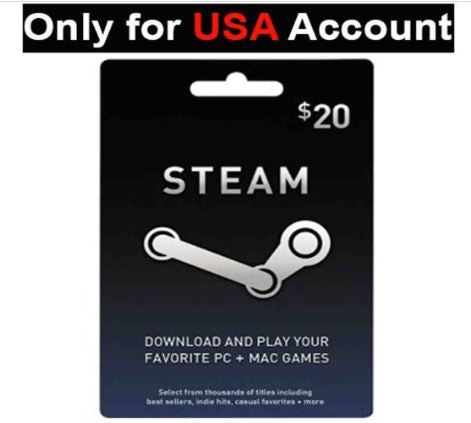 Steam Wallet Gaming Card 20$ - Only for US Account
