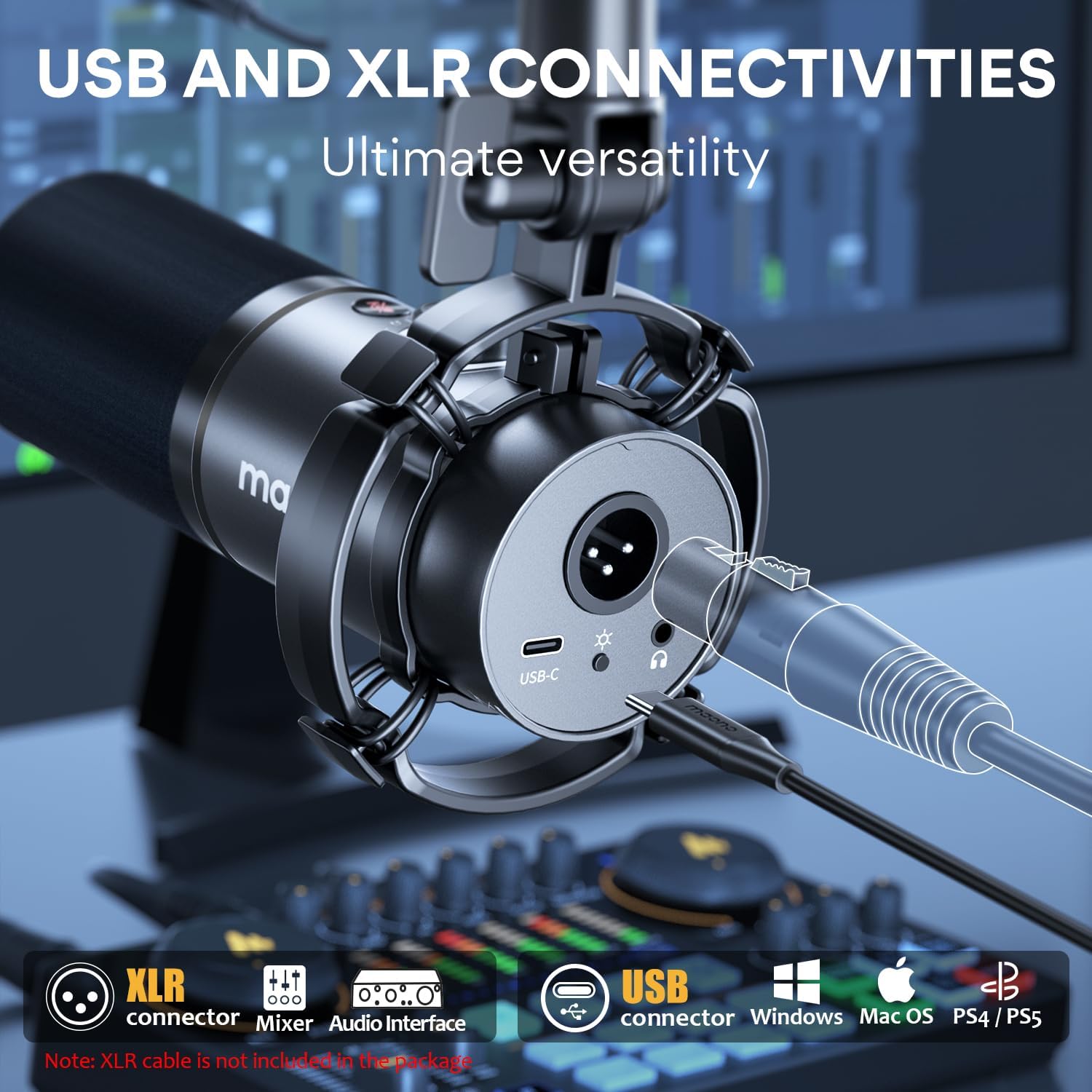 Maonocaster PD200X USB/XLR Dynamic Gaming RGB Microphone - Black