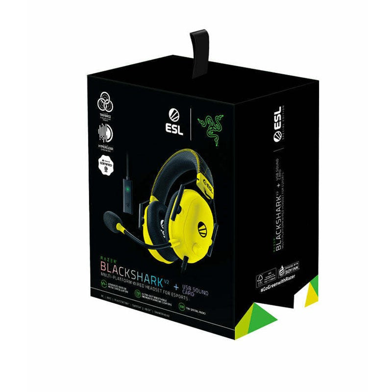 Razer BlackShark V2 Gaming Headset: THX 7.1 Spatial Surround Sound - PC, PS5, Switch, Xbox, Mobile - ESL Edition