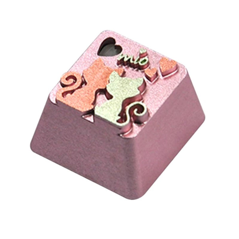 HolyOops Customized Kitty Back Metal Cherry MX Keycap With CNC Engraving (1u Size) - Pink