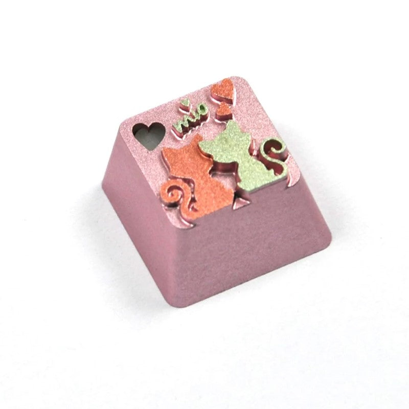 HolyOops Customized Kitty Back Metal Cherry MX Keycap With CNC Engraving (1u Size) - Pink