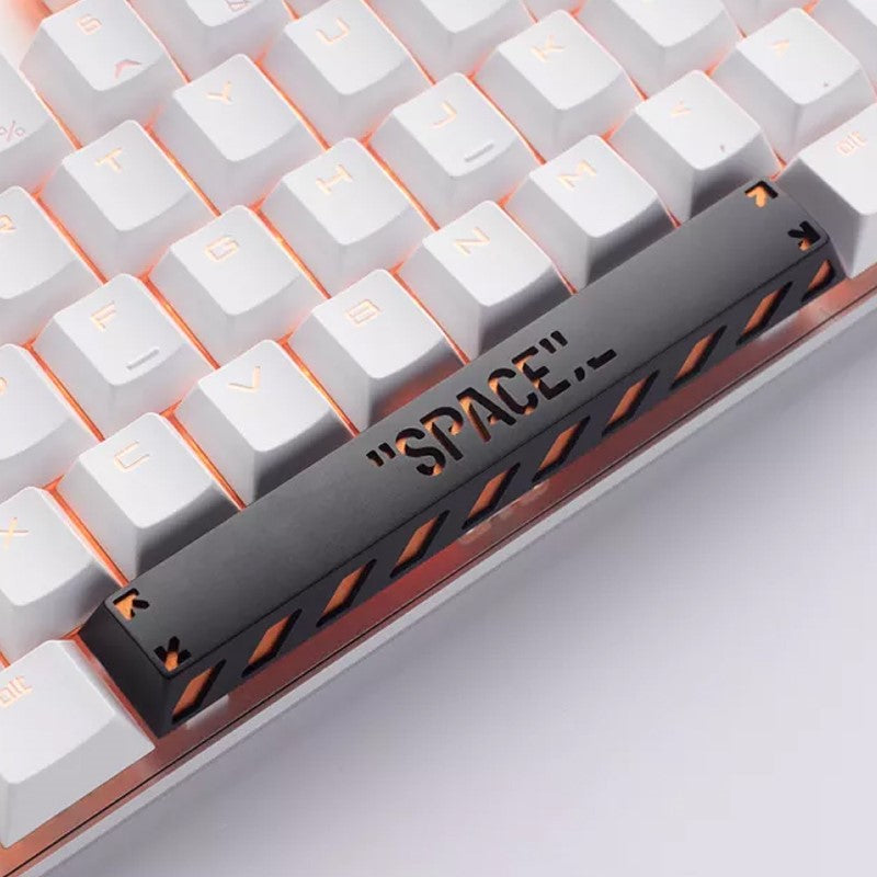 HolyOops Customized Metal Translucent SPACE Cherry MX Keycap With CNC Engraving (6.25u Size) - Black/Orange