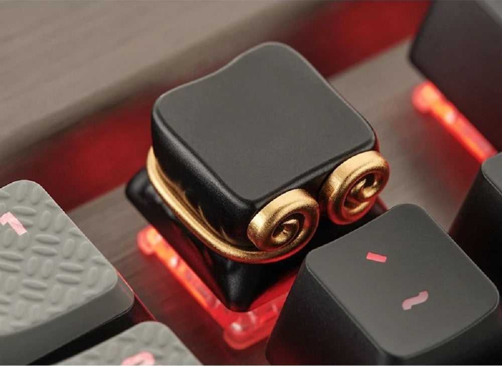 زوموبلس مفاتيح واستنساخات Cherry MX هوكونج ثلاثية الأبعاد مخصصة، غطاء مفاتيح معدني بموضوع اللعبة والفيلم مع نقش CNC (حجم 1u) - أسود/أحمر