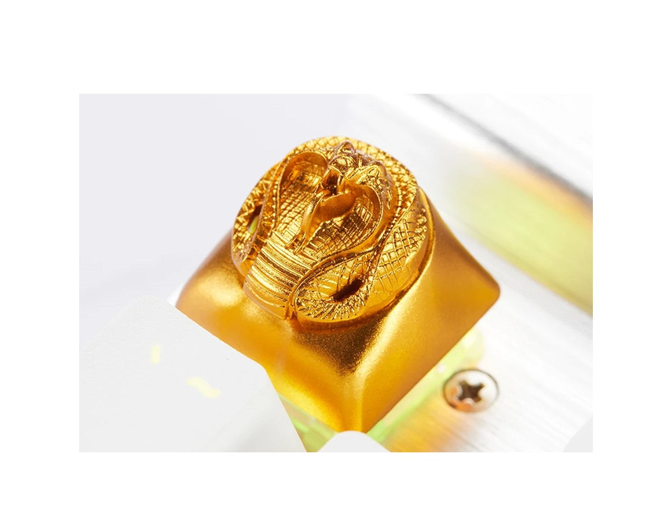 زوموبلس مفاتيح واستنساخات الكوبرا الذهبية Cherry MX مخصصة ثلاثية الأبعاد، غطاء مفاتيح معدني للعبة والفيلم مع نقش CNC (حجم 1u) - ذهبي