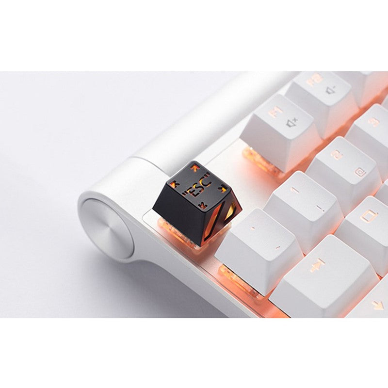 HolyOops Customized Metal Translucent ESC Cherry MX Keycap With CNC Engraving (1u Size) - Black/Orange