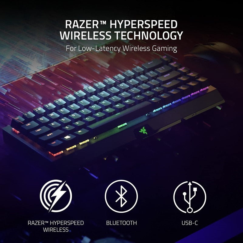 Razer BlackWidow V3 Mini HyperSpeed Wireless Gaming Keyboard, Tactile & Clicky, Green Switch