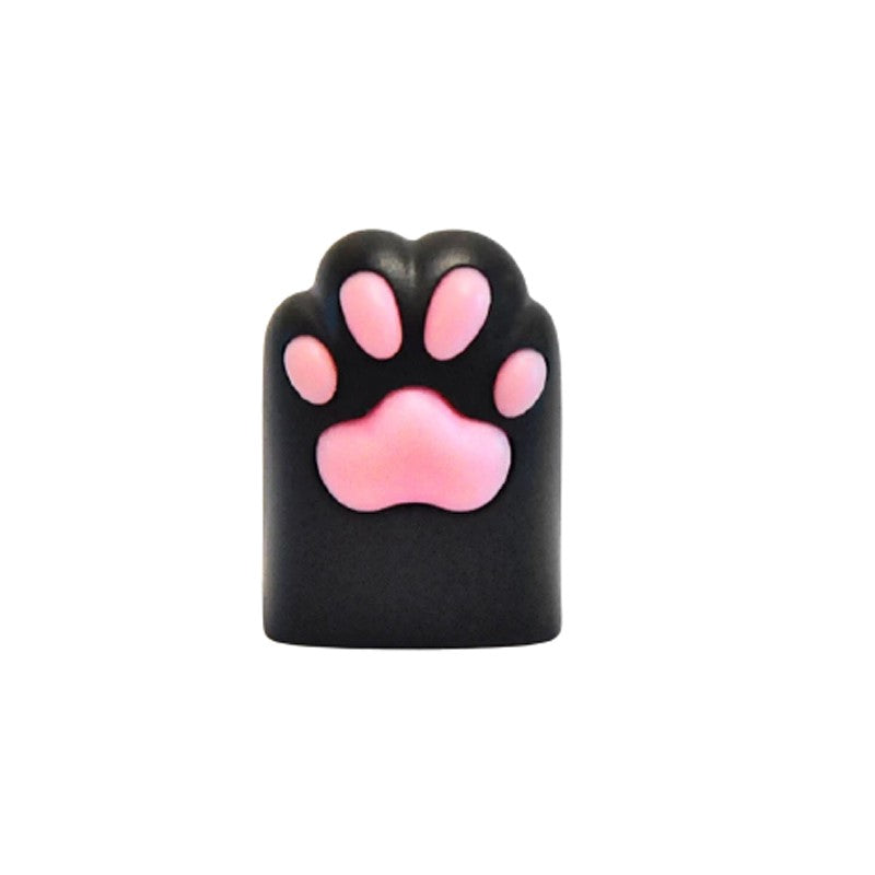 HolyOops Customized 3D Metal Kitty Paw Aluminium Silicone Cherry MX Keycap With CNC Engraving (1u Size) - Black/Pink