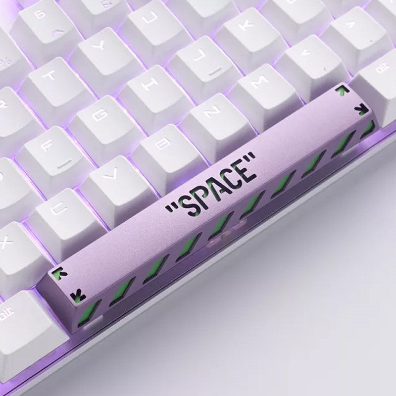 HolyOops Customized Metal Translucent SPACE Cherry MX Keycap With CNC Engraving (6.25u Size) - Purple/Green