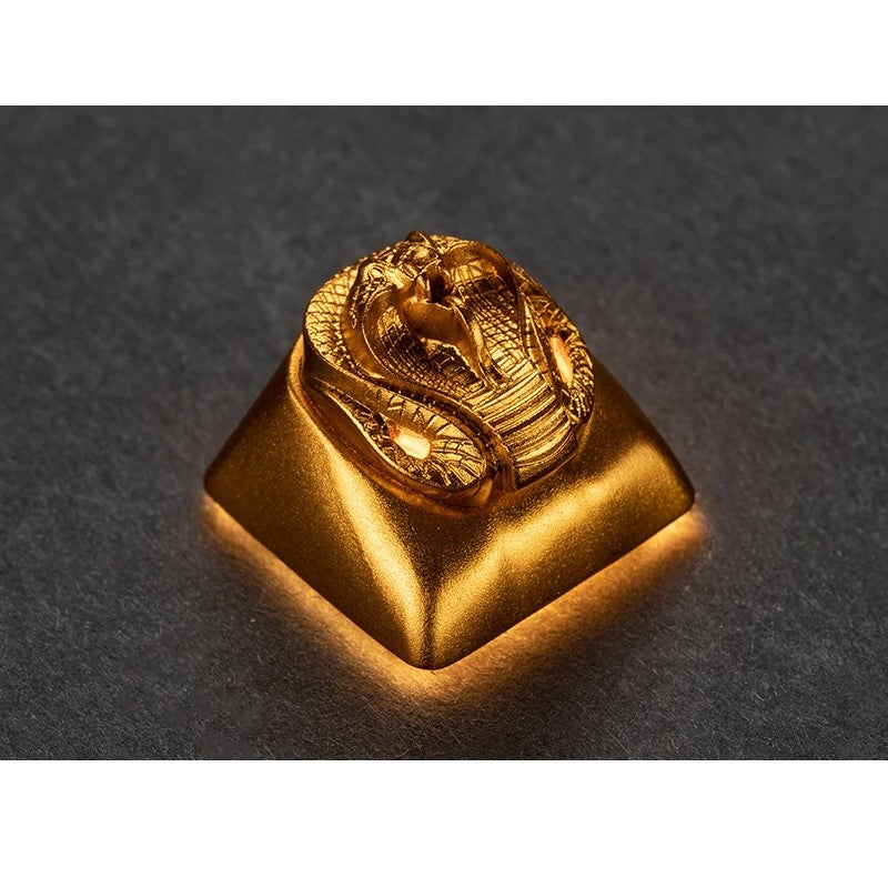 زوموبلس مفاتيح واستنساخات الكوبرا الذهبية Cherry MX مخصصة ثلاثية الأبعاد، غطاء مفاتيح معدني للعبة والفيلم مع نقش CNC (حجم 1u) - ذهبي