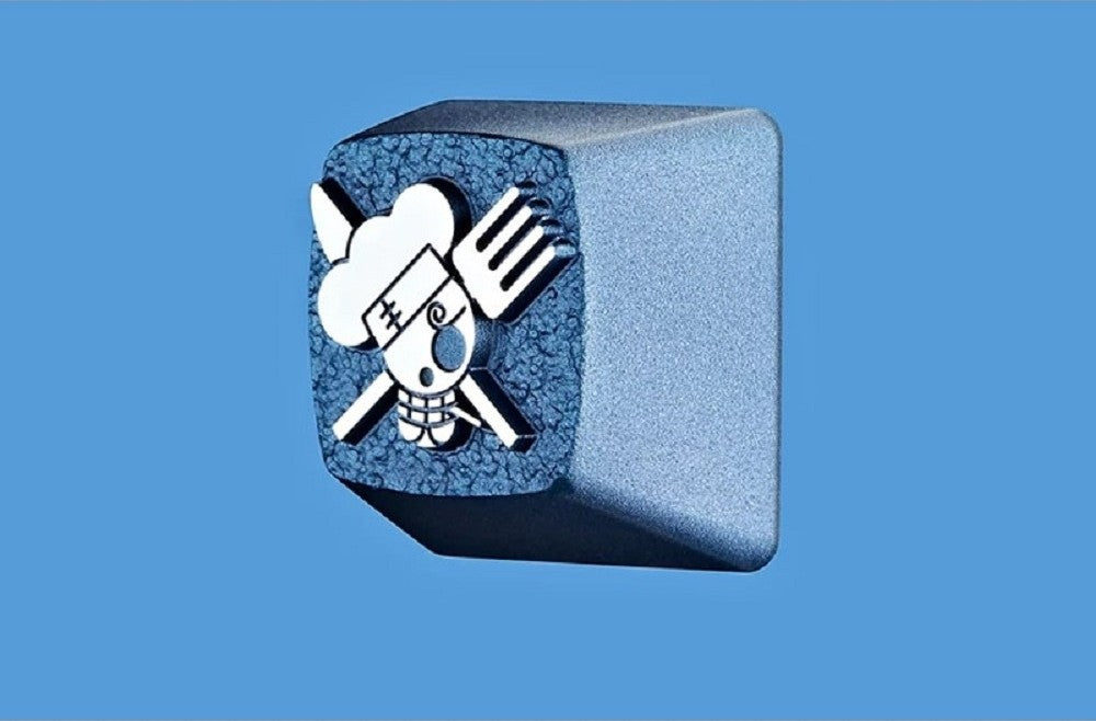 زوموبلس مفاتيح واستنساخات Cherry MX سانجي من ون بيس ثلاثية الأبعاد مخصصة، غطاء مفاتيح معدني بموضوع اللعبة والفيلم مع نقش CNC (حجم 1u) - ازرق