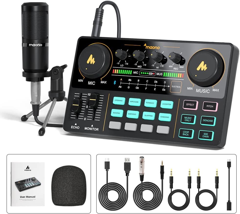 Maonocaster AU-AM200S1 Lite Portable All-In-One Podcast Production Studio - Black