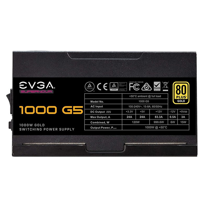 EVGA SuperNOVA G5 1000 Watt 80 Plus Gold Fully Modular Gaming Power Supply