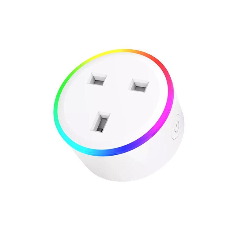 Smart WiFi (UK) Plug Socket With RGB LED Scene Light & App, Voice Control Works with Amazon Alexa, Google Home Assistant - White