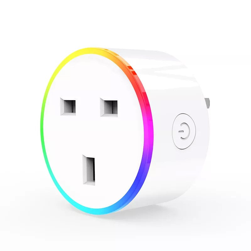 Smart WiFi (UK) Plug Socket With RGB LED Scene Light & App, Voice Control Works with Amazon Alexa, Google Home Assistant - White