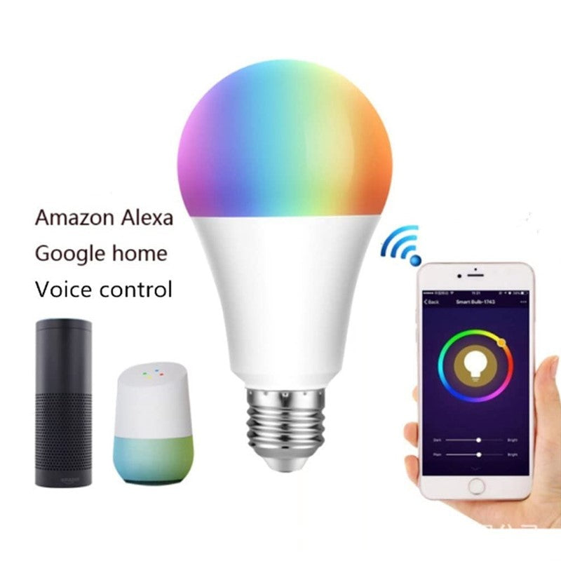 Smart WiFi 10W LED RGB Bulb A60 With App Control Works with Amazon Alexa, Google Home Assistant - White