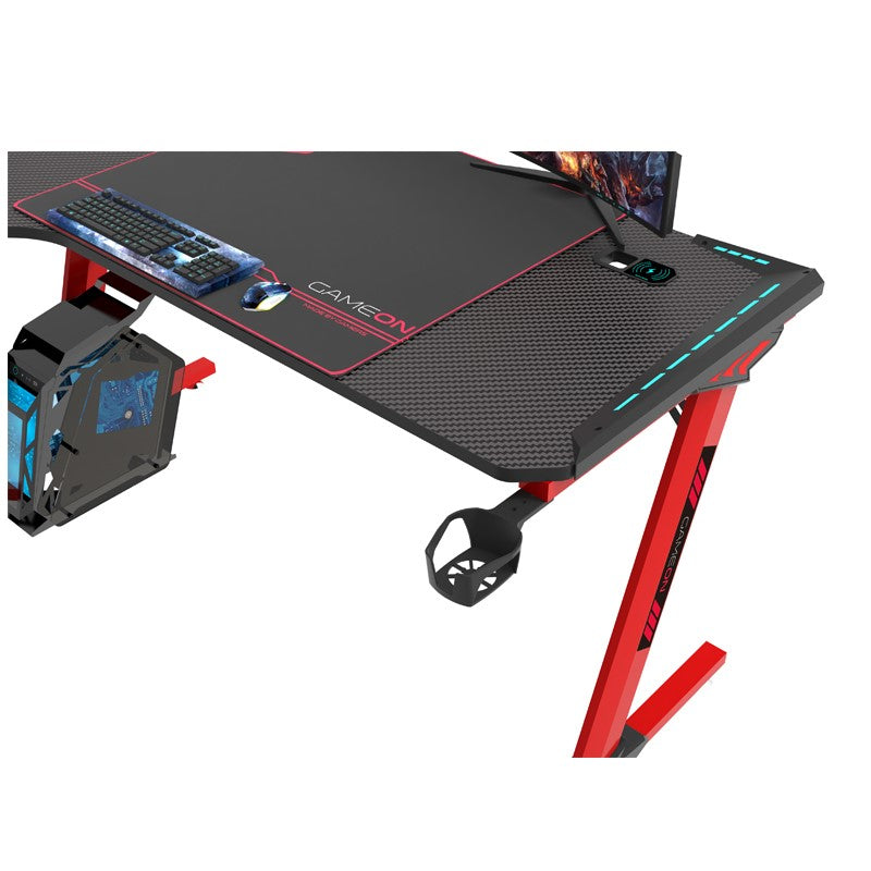 GAMEON Phantom XL-L Series L-Shaped RGB Flowing Light Gaming Desk - Black