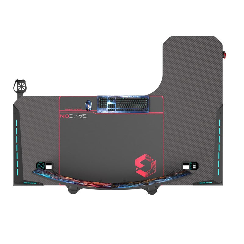 GAMEON Phantom XL-L Series L-Shaped RGB Flowing Light Gaming Desk - Black