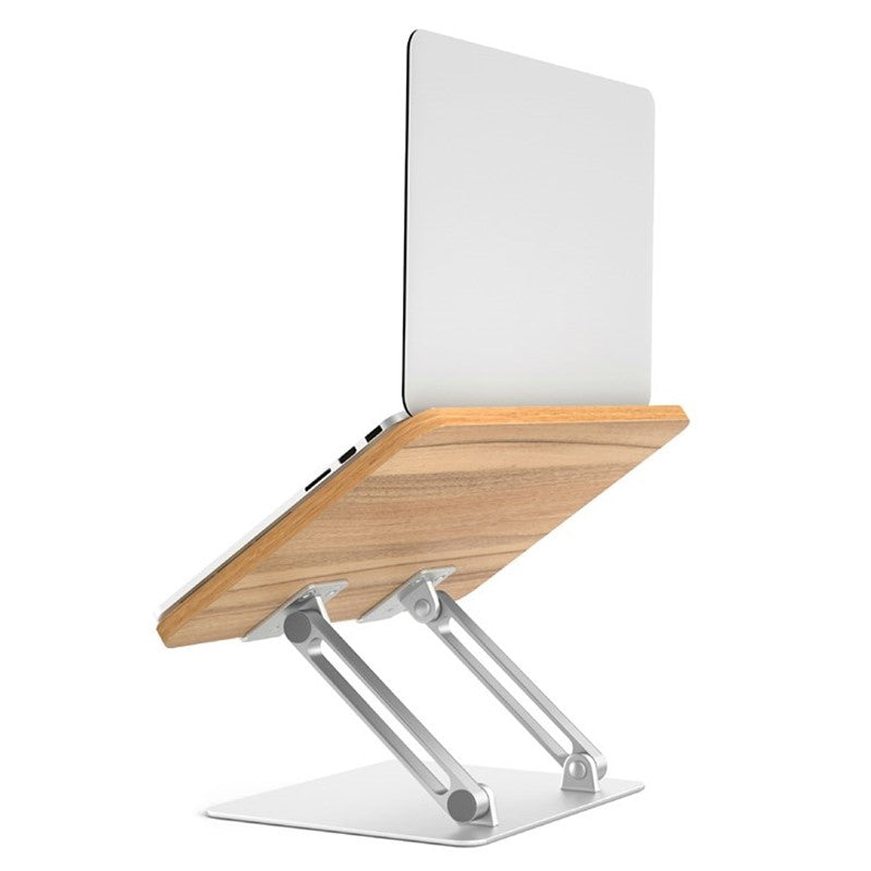 UPERGO AP-2DM Wooden Metal Combine Folding Desktop Tablet Holder Portable Laptops Stand Support 108-Degree Adjustable Laptop Stand - Silver
