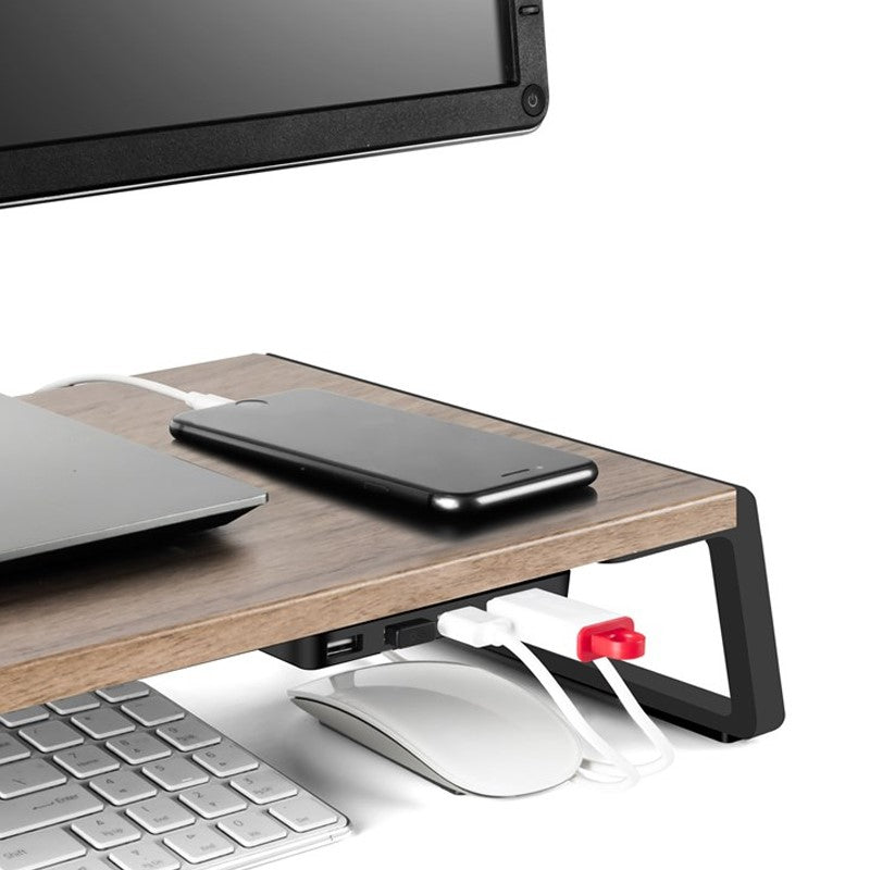 UPERGO ID-20U Height Adjustable Wooden Standing Desk With 4 USB Ports For Laptops & Monitors