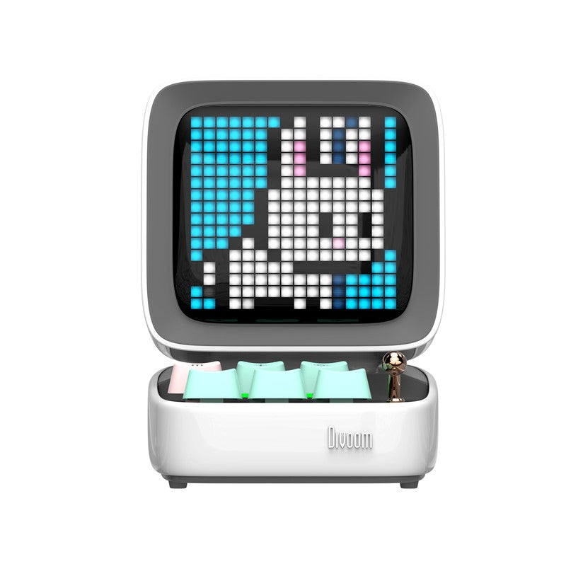 Divoom Ditoo-Pro Retro Pixel Art Bluetooth Speaker with RGB Mechanical Keyboard - White