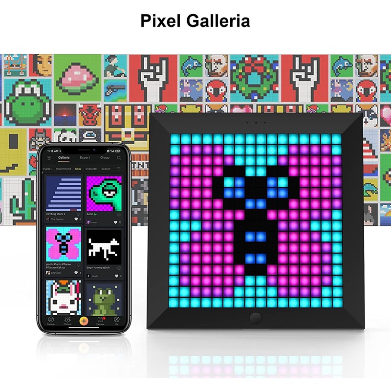 Divoom Pixoo Dot Tone Bluetooth Pixel Photo Frame With RGB Light Gaming Digital Alarm Clock - Black