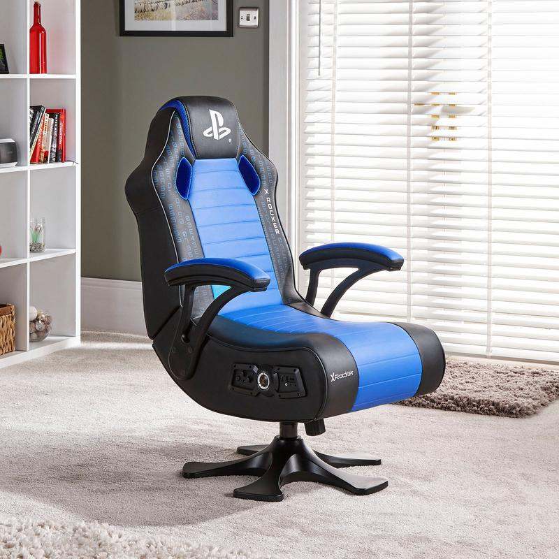 X-Rocker Legend Gaming Chair, Built-in Subwoofer, Supportive Armrests, 2.1 Audio System, Bluetooth Connectivity - Black / Blue | 5139401