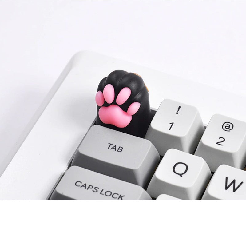 HolyOops Customized 3D Metal Kitty Paw Aluminium Silicone Cherry MX Keycap With CNC Engraving (1u Size) - Black/Pink