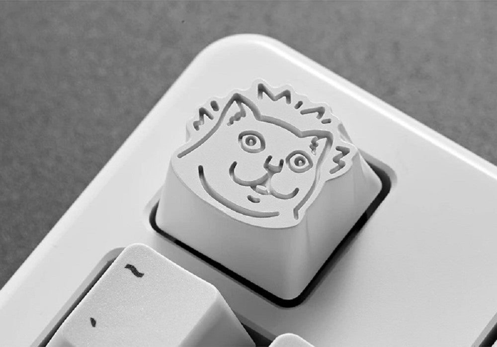 ZomoPlus Customized MUR CAT Cherry MX Switches And Clones, Game And Movie Theme Metal Keycap With CNC Engraving (1u Size) - White