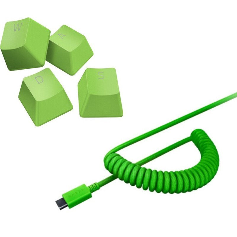 ريزر بي بي تي- أغطية المفاتيح + مجموعة ترقية الكابلات الملفوفة للوحة مفاتيح الألعاب الميكانيكية - اخضر