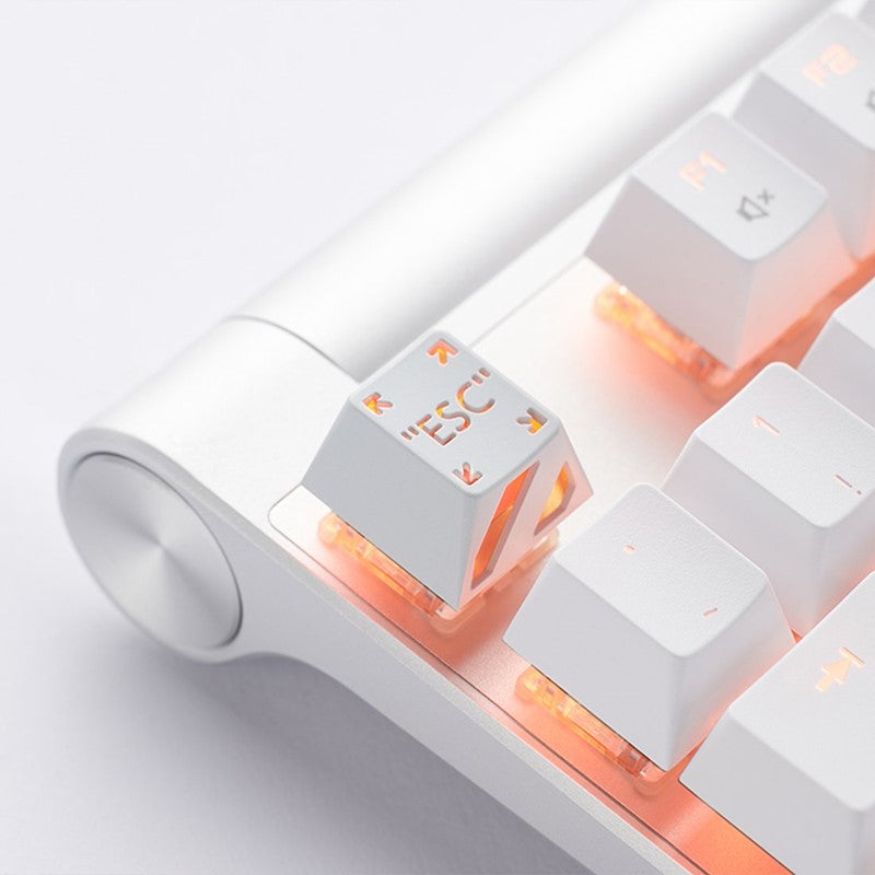 HolyOops Customized Metal Translucent ESC Cherry MX Keycap With CNC Engraving (1u Size) - White/Orange