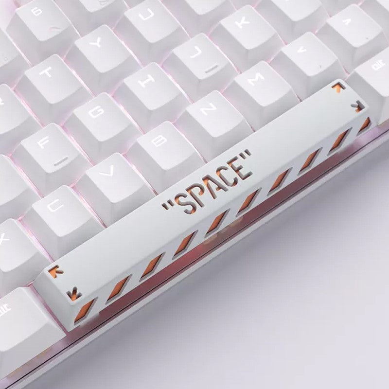 HolyOops Customized Metal Translucent SPACE Cherry MX Keycap With CNC Engraving (6.25u Size) - White/Pink