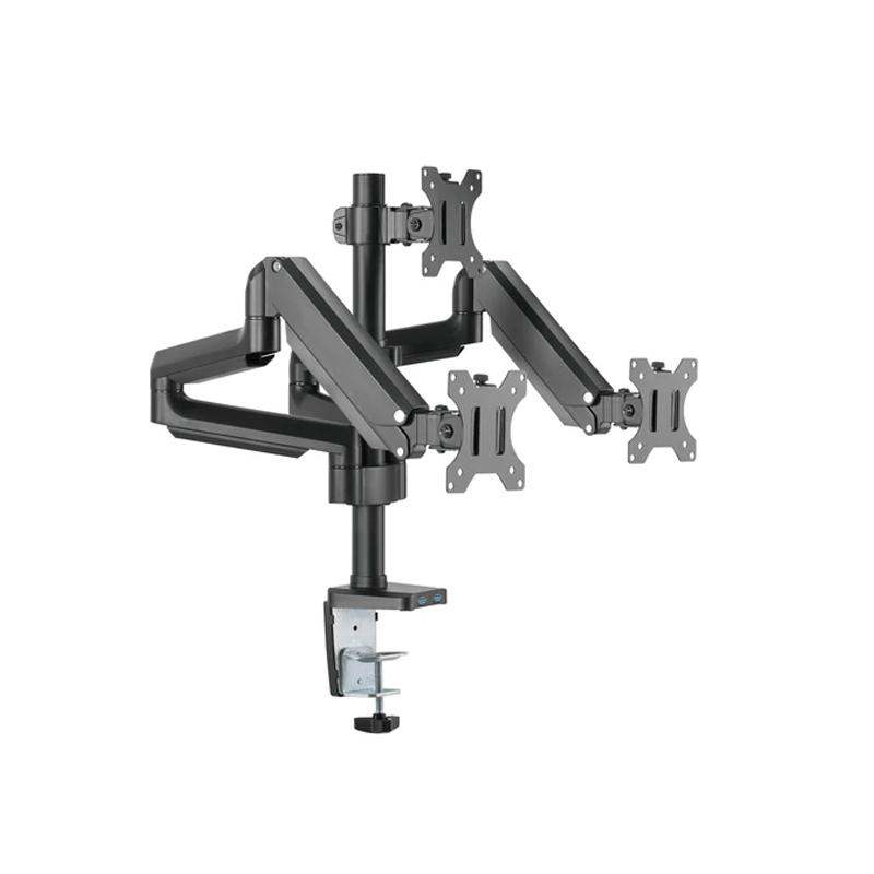 Twisted Minds Premium Triple Monitors Aluminum Pole Mounted Gas Spring Monitor Arm With USB Ports
