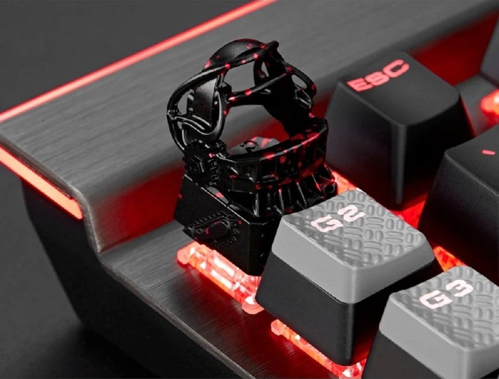 زوموبلس مفاتيح واستنساخات Cherry MX ثلاثية الأبعاد مخصصة، غطاء مفاتيح معدني بموضوع اللعبة والفيلم مع نقش CNC (حجم 1u) - أسود/أحمر