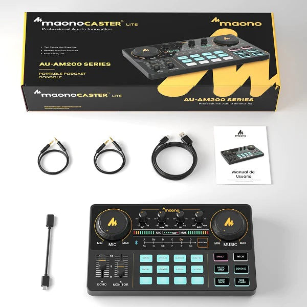 Maonocaster Lite AU-AM200 Portable All-In-One Podcast Production Studio - Black