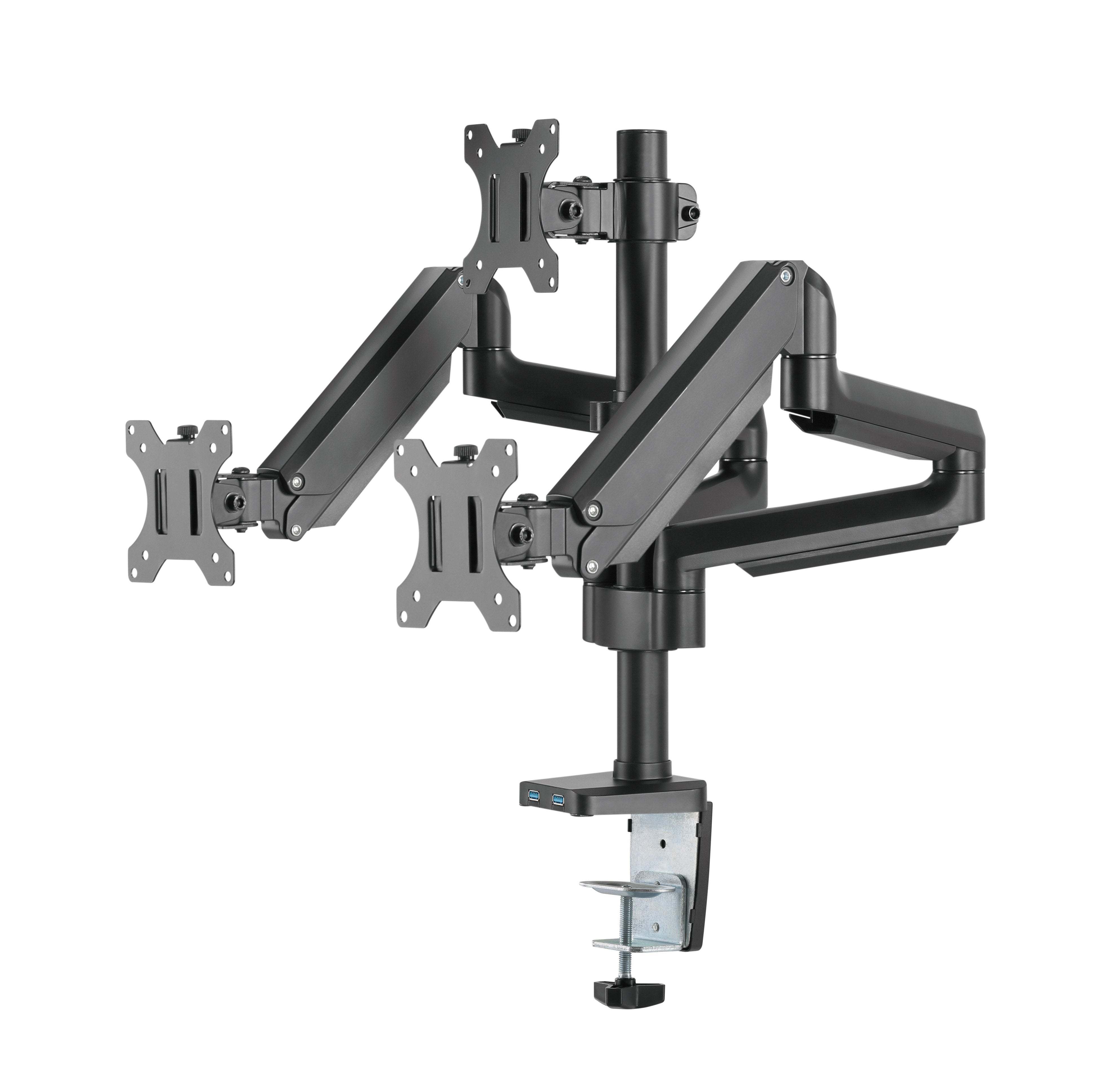 Twisted Minds Premium Triple Monitors Aluminum Pole Mounted Gas Spring Monitor Arm With USB Ports - BlinkQA