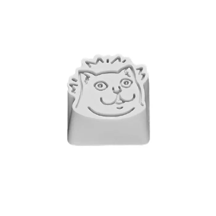 ZomoPlus Customized MUR CAT Cherry MX Switches And Clones, Game And Movie Theme Metal Keycap With CNC Engraving (1u Size) - White